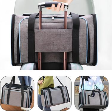 Транспортна переноска для котів та собак, розкладна, з м'якою підстилкою, розширювана (для 2 котів/собак/щенят)