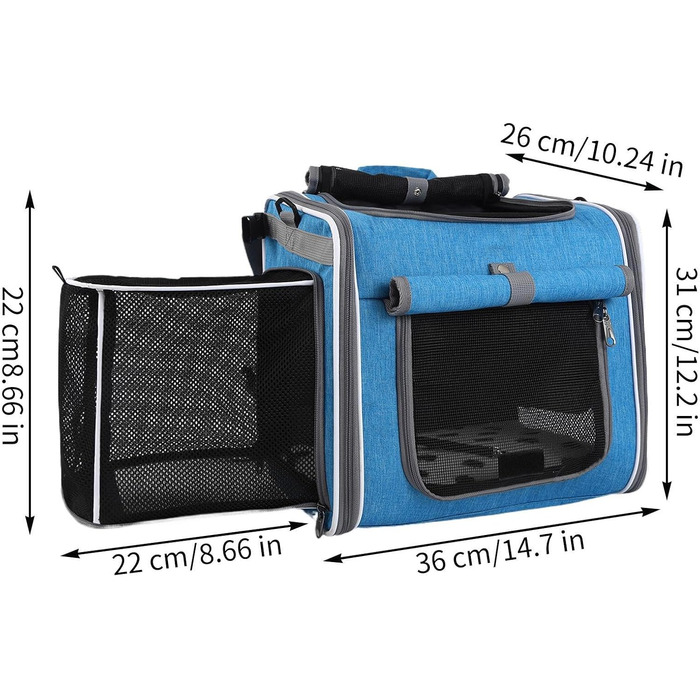 Корзина для собаки на велосипед - переноска-рюкзак з вентиляцією, регульована, для прогулянок та подорожей