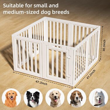 LoveTail Прозорий вольєр для собак з дверцятами, легкий у чищенні та встановленні, переносне огородження для цуценят для дому та саду (Білий, 77 см у висоту, 30,5 см)