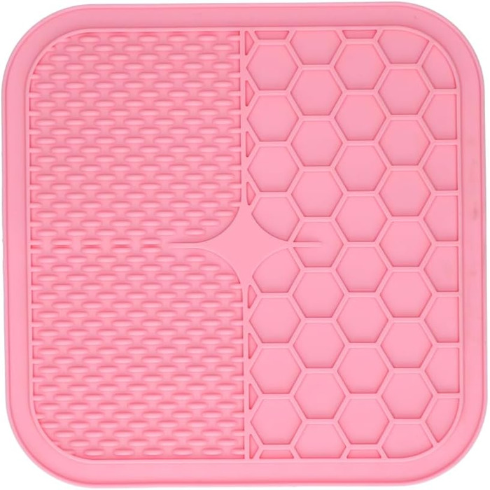Килимок для собак Duo Leckmatte, 30x30 см, квадратний, для повільного годування, з силікону, рожевий