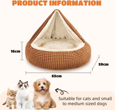 Квіткове ліжко для котів та маленьких собак Nobleza, кругле, миється, 65x58x16 см, коричневе