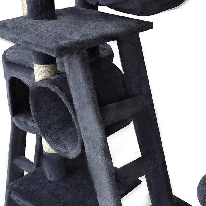 BITUXX® Декерховий котячий будиночок з кігтеточкою, ігровий комплекс для котів, регульована висота 230-250 см (темно-сірий)