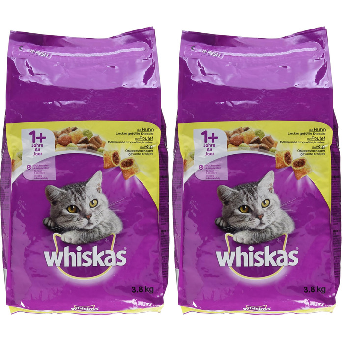 Сухий корм для дорослих котів Whiskas з куркою, 3.8 кг (набір з 2 шт)