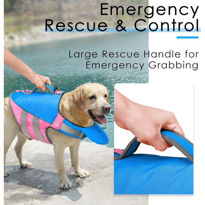 Жилет рятувальний для собак ThinkPet, світловідбиваючий, регульований, з підйомною силою (блакитно-рожевий, S)