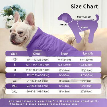 Зимова куртка для собак JoyDaog, тепла флісова, для маленьких собак, фіолетовий, розмір XS