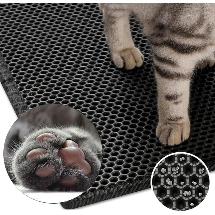 Килимок для котячого туалету XXL, двошаровий, водонепроникний, 60x90 см/116x66 см, легке чищення, бежевий