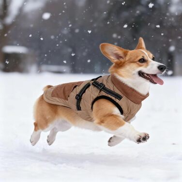 Зимова куртка для собак, тепла вітрозахисна куртка для собак середнього розміру з отвором для шлейки, одяг для домашніх тварин, жакет для лижного спорту (Хакі, L)