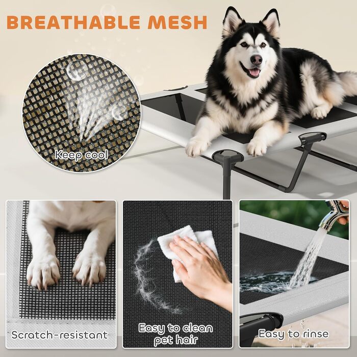 PawHut лежанка для собак 122x92x94 см, з піднятою спинкою, знімний чохол, велика, сталева, сіра та чорна