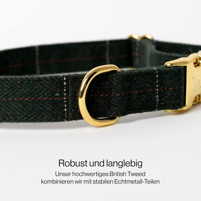 Набір для собак VELVETIER Oxford: нашийник та повідок 2м з диспенсером для пакетів, зелений британський твід, розмір S/M (29-40 см)