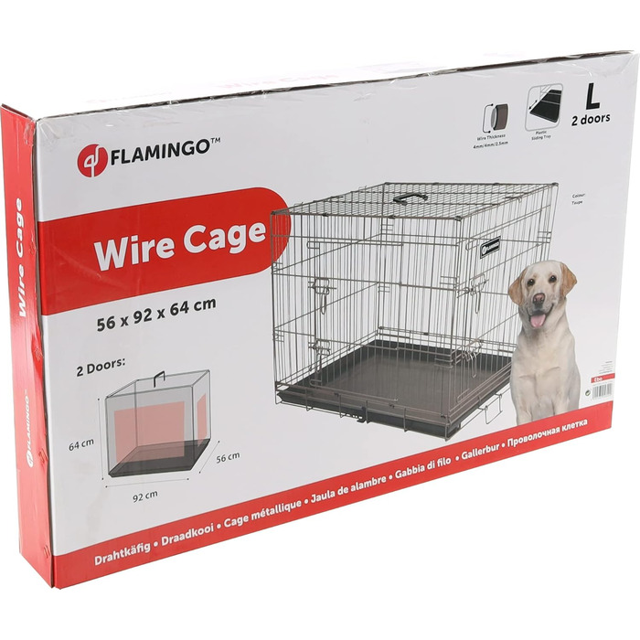 Клітка для собак Flamingo DRAHTKÄFIG EBO, металева, колір тауп, розмір L 56x92x64 см
