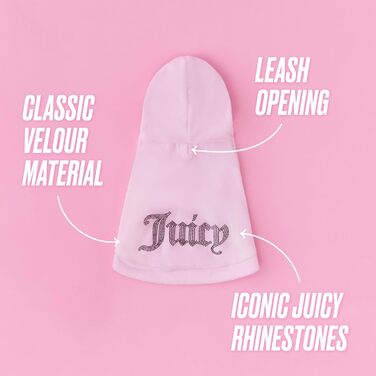 Світшот Juicy Couture Bling Velours для домашніх тварин – Рожевий – XS/S (0,9–3,2 кг) – для собак та котів