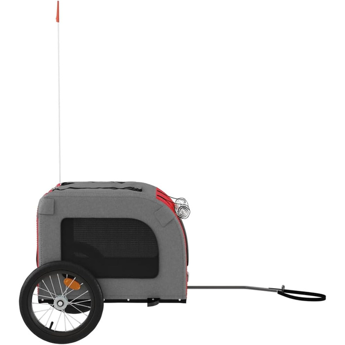 Фahrрадінний причіп для собак Червоний та Сірий, Oxford-Gewebe та Ізоточне залізо, Модель 93831