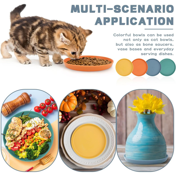 Набір мисок для котів GMMG (6 шт.) з кераміки, плоскі, для корму, миски для котів, миски для води