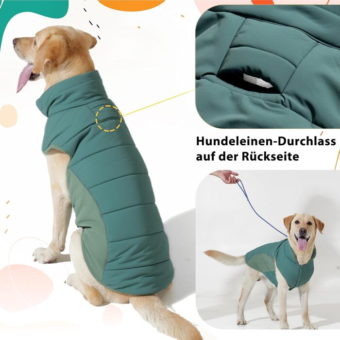 Водонепроникний собачий дощовик/куртка Poiinvc з отвором для шлейки, світловідбиваючий, теплий, для собак S-XXXL, зелений