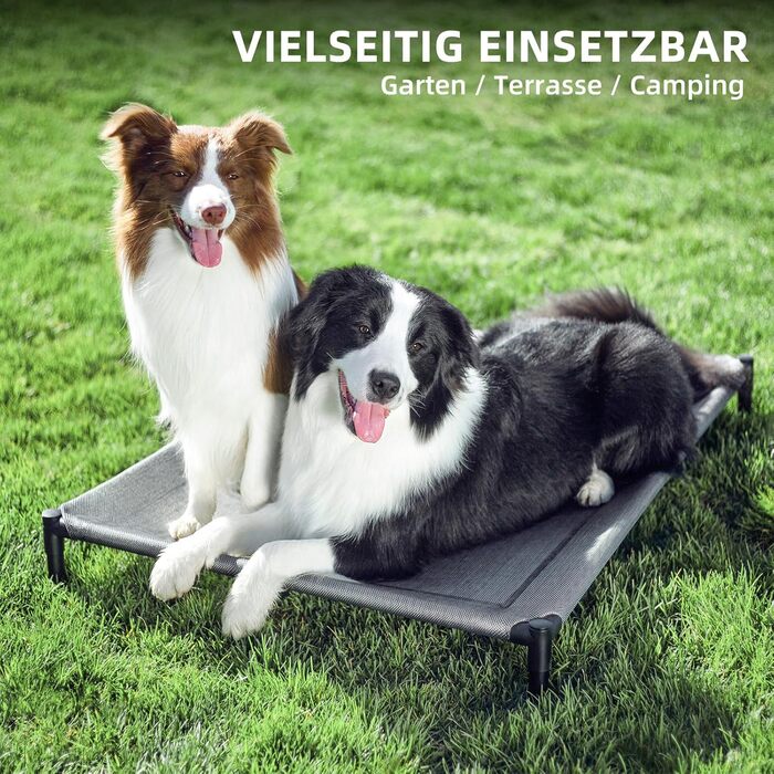 Підвищене ліжко для собак Mora Pets, для вулиці та дому, сіра лежанка 94.5x61x18 см, для малих, середніх і великих собак, кемпінг, сад