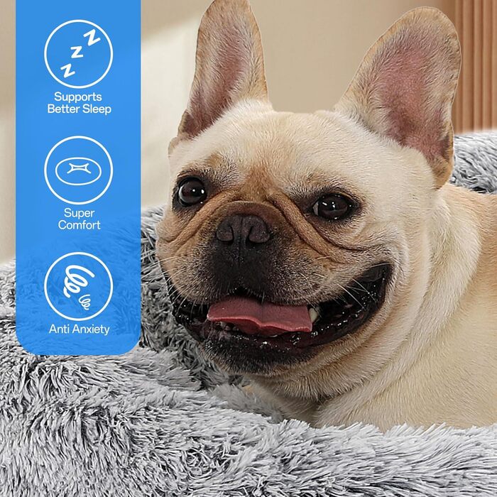 М'яке ліжко для собак та котів Doughnut, зручне гніздо, Ø40 см, сірий колір, для маленьких собак та котів (до 2.5 кг)