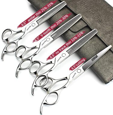 Набір професійних ножиць для грумінгу тварин 7/7.5 дюймів (Японія) 440C, вигнуті та розріджуючі, 3 шт. (фіолетовий)