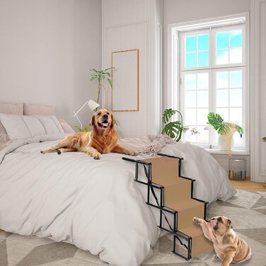 Східці для собак - пандус для автомобіля, захист суглобів, складна конструкція, регульовані сходинки (139x45x76 см)