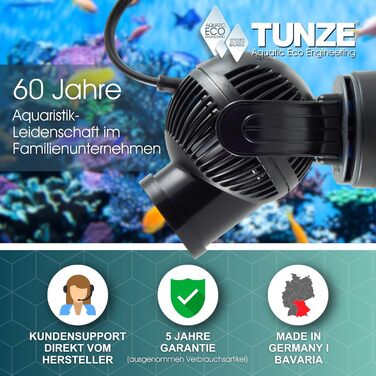 Протічний насос Tunze Turbelle Stream 6105 eco з 3D-регулюванням, пропелерний, з магнітним тримачем і клемою Silence для скла до 15 мм, для морського акваріума