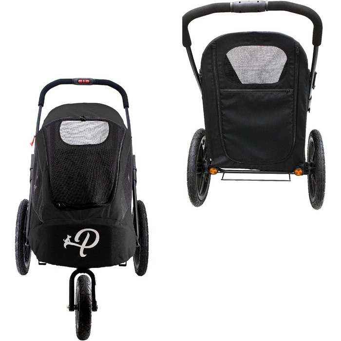 Petique Breeze - візок для собак великих порід, чорний, з повітряними колесами, трансформується у велопричіп, 1 шт.