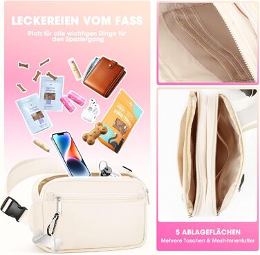 Лекарська сумочка для собак, сумка для тренування з практичним відкриванням однією рукою | Сумочка для собак для тренування та виховання цуценят | Сумка для прогулянок з собакою з диспенсером для пакетів та гачком для кріплення. Білий колір