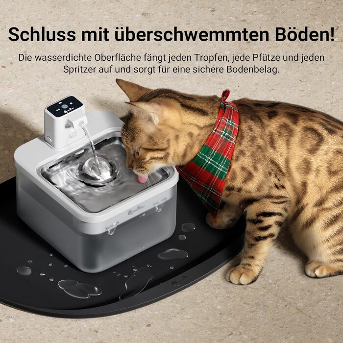 Підкладка під миску для котів DownyPaws, силіконова, чорна, 45 x 32 см. Захист від розливання, легко миється.