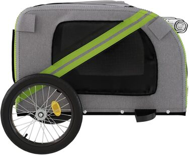 Фарм-причіп для собак Gecheer: комфортний транспорт з відбивачами, зелено-сірий, 133.5 x 69 x 73.5 см