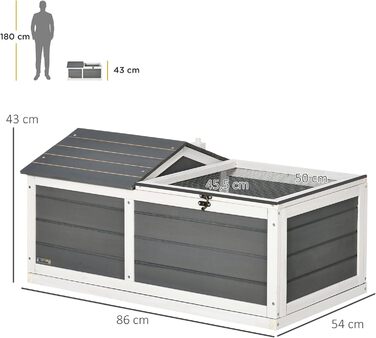 Клітка для тварин PawHut з колесами, 86x54x43 см, з соснового дерева