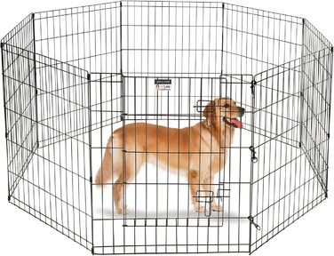 Складаний металевий вольєр Petmaker з дверцятами, 8 панелей 61×76 см, для собак, котів та дрібних тварин, для дому та вулиці