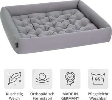 Ортопедичне ліжко для собак середніх порід - Pointer, знімний матрац, миється до 95°C, стійке до подряпин та укусів, Made in Germany (XXXL, 110x100 см, світло-сірий)