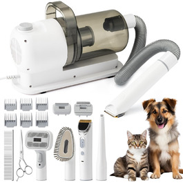 Пылесос для домашних животных 2.5л, тихий 48дБ, для собак и кошек, набор для груминга, включая триммер, щетку и инструменты для чистки. (С розеткой US)