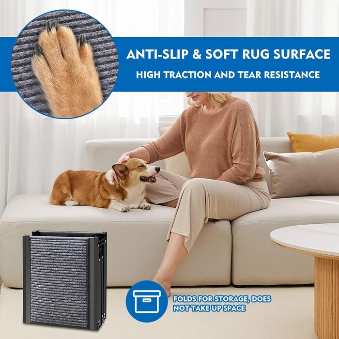 Східці для собак у машину, 170 см, чорні, металеві, до 150 кг, складані, з антиковзким покриттям, для великих собак та SUV