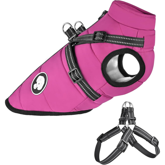 Водонепроникна тепла куртка для собак, зимовий одяг для маленьких, середніх та великих собак, підходить для Лабрадорів, Чихуахуа, Французьких бульдогів. Зелений (L (4.5-6.5 кг), фіолетовий)