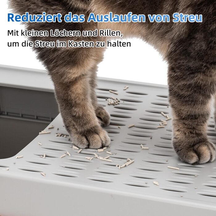 Великий котячий туалет з кришкою KMNSUN XXL, 30 л, з нержавіючої сталі, з двофільтровою системою та совком, високий бортик, не протікає, сірий