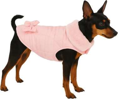 Жакетик для собак Flamingo Guzzi з м'якого флісу з бантиком, 30 см, ідеальний для маленьких собак (Чихуахуа, Йоркширський тер'єр, Пудель тощо), РОЗОВИЙ 20 см