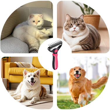 Щітка для видалення ковтунів для котів та собак, двостороння, для догляду за шерстю, для линяння, сталевий гребінь