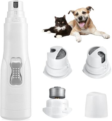 Електричний шліфувальник для нігтів собак Brifit, тихий, для собак, котів та інших домашніх тварин, білий - сріблястий