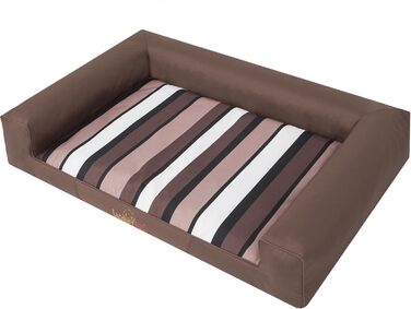 Лежак для собак HOBBYGARDEN XXL 118x78 см, світло-коричневий із смужками, м'яке ліжко-матрац для домашніх тварин
