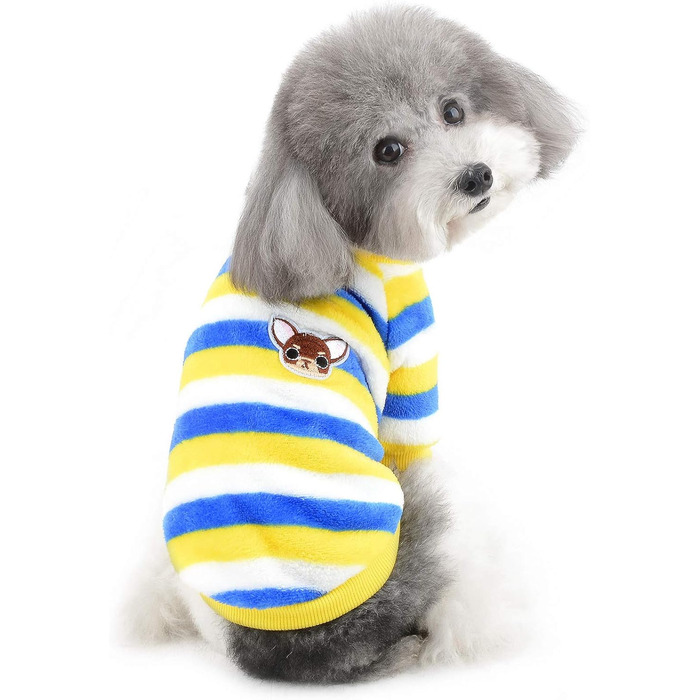 Теплий зимовий пуловер для собак ZUNEA з флісу. Підходить для чихуахуа, котів та інших дрібних порід. Колір: блакитний. Розмір: L (XL)