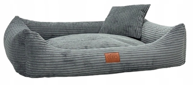 Лежанка для собак Leo4dog з вельвету, знімний чохол для прання, темно-сіра, розмір M (80x60 см)