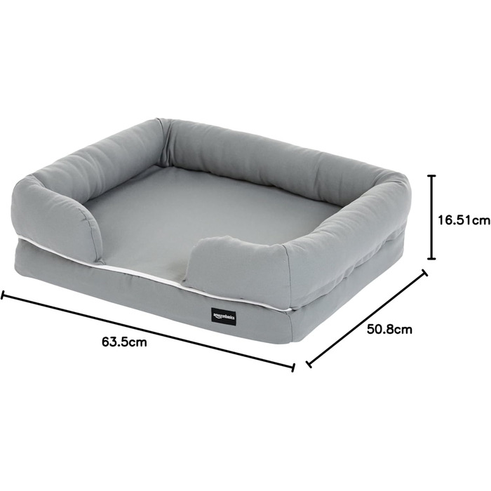 Лежак для собак Amazon Basics, малий, 64x51x17 см, сірий