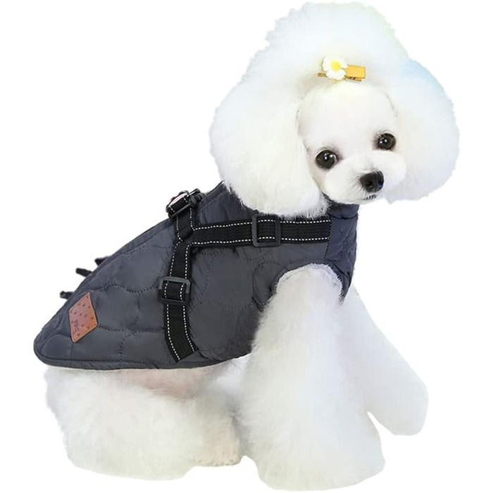 Теплий зимовий одяг для собак Meioro: куртка з світловідбиваючими елементами, бавовняний пуловер для собак, розмір M (сірий)