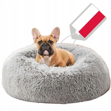 М'яке плюшеве ліжко для собак, сіре, 65 x 65 см