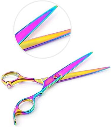 Професійні ножиці для собак 7 дюймів, набір 4 шт. (прямі, вигнуті, розріджувачі), чорний