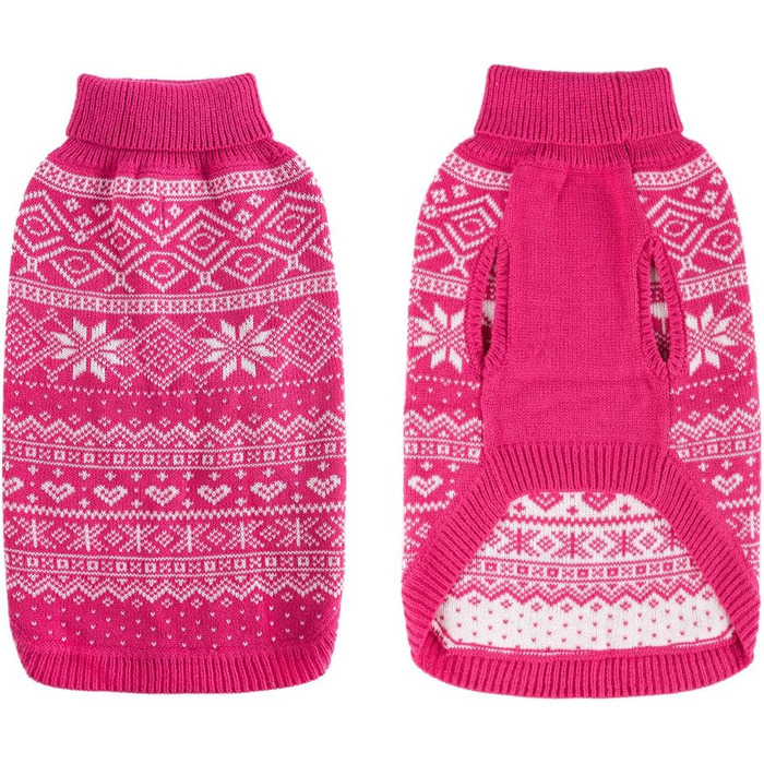 Пуловер для собак HOMIMP Argyle - теплий зимовий одяг для цуценят та дорослих собак. М'який теплий халат для дівчаток та хлопчиків. Халат для собак маленьких, середніх та великих порід. Червоний колір (M, рожевий)