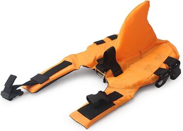 Спасальний жилет для собак з принтом акули, оранжевий, розмір M