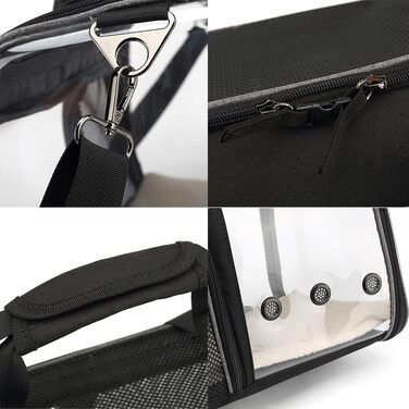 Транспортна переноска для собак та котів, чорна, 48x29x30 см, складана переноска для тварин