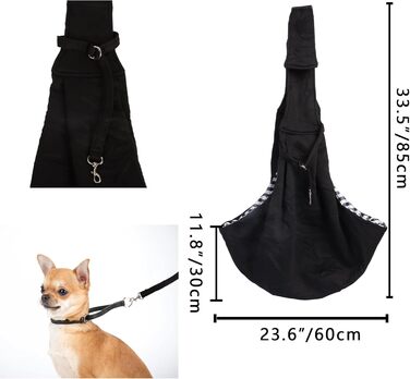 Сумка-слінг для тварин, переноска для котів та собак, регульована через плече, чорна