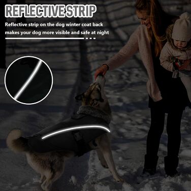 Зимовий теплий плащ для великих собак - вітронепроникний, світловідбиваючий, з флісовою підкладкою для Голден Ретрівера (Чорний, XXXL)