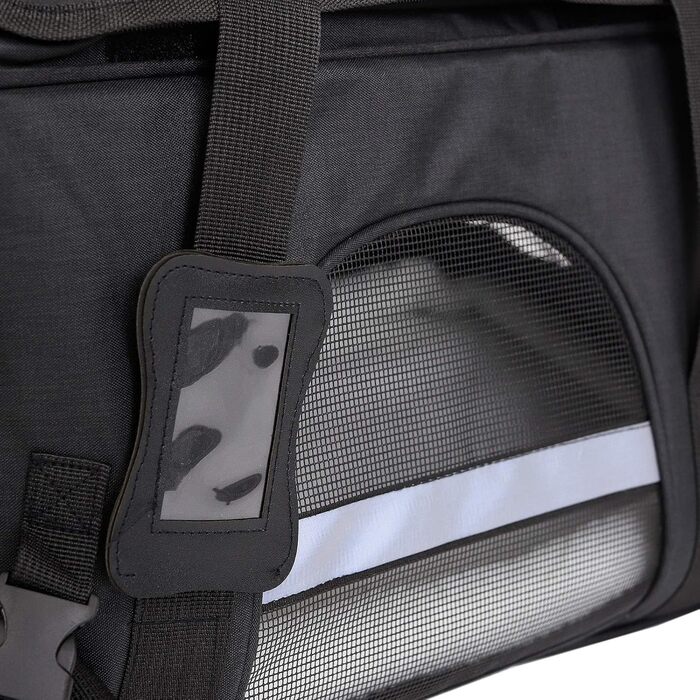 Транспортна переноска для собак та котів Lionto, складна, чорна, 49x27x32 см, з ручками та плечовим ременем, з м'яким килимком